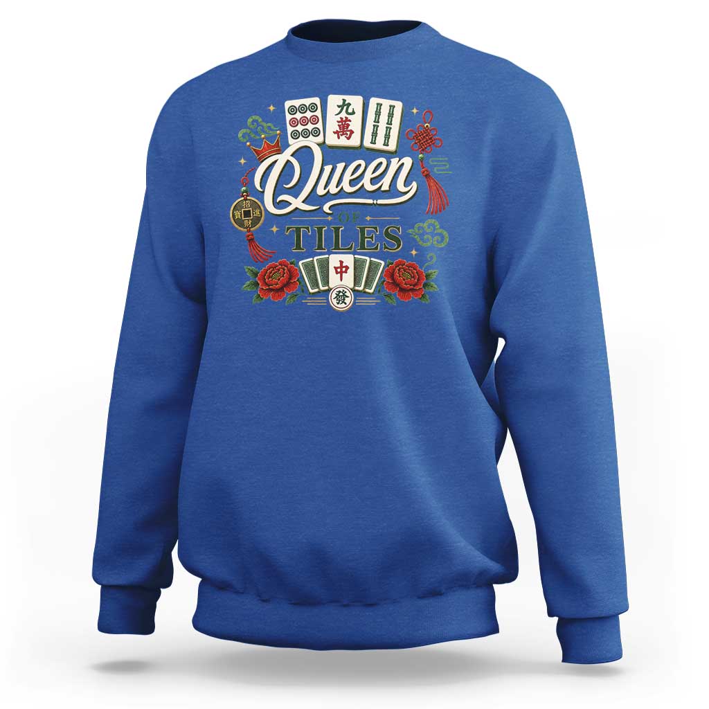 Mahjong Lovers Sweatshirt Queen Of Tiles Game Night Graphic