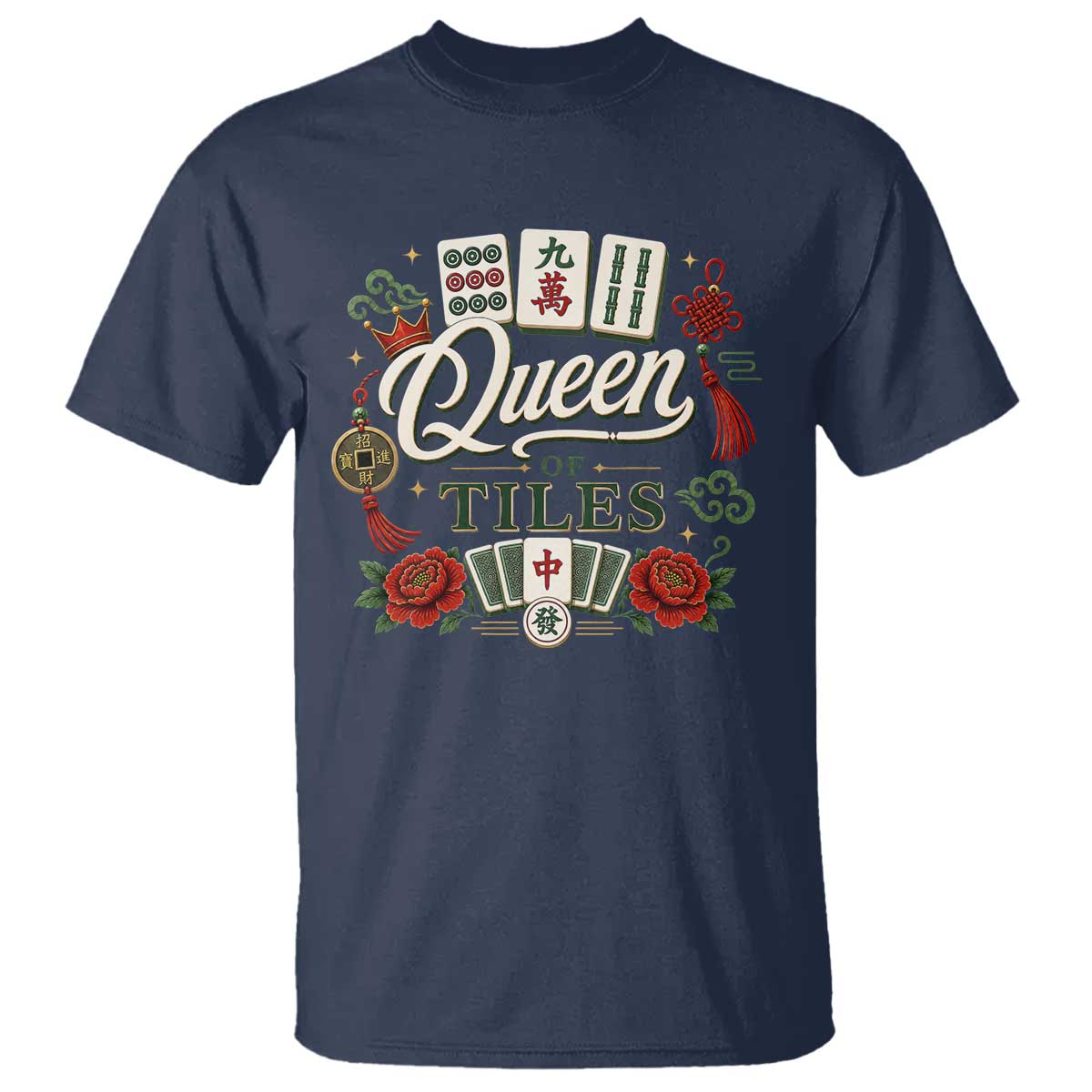 Mahjong Lovers T Shirt Queen Of Tiles Game Night Graphic