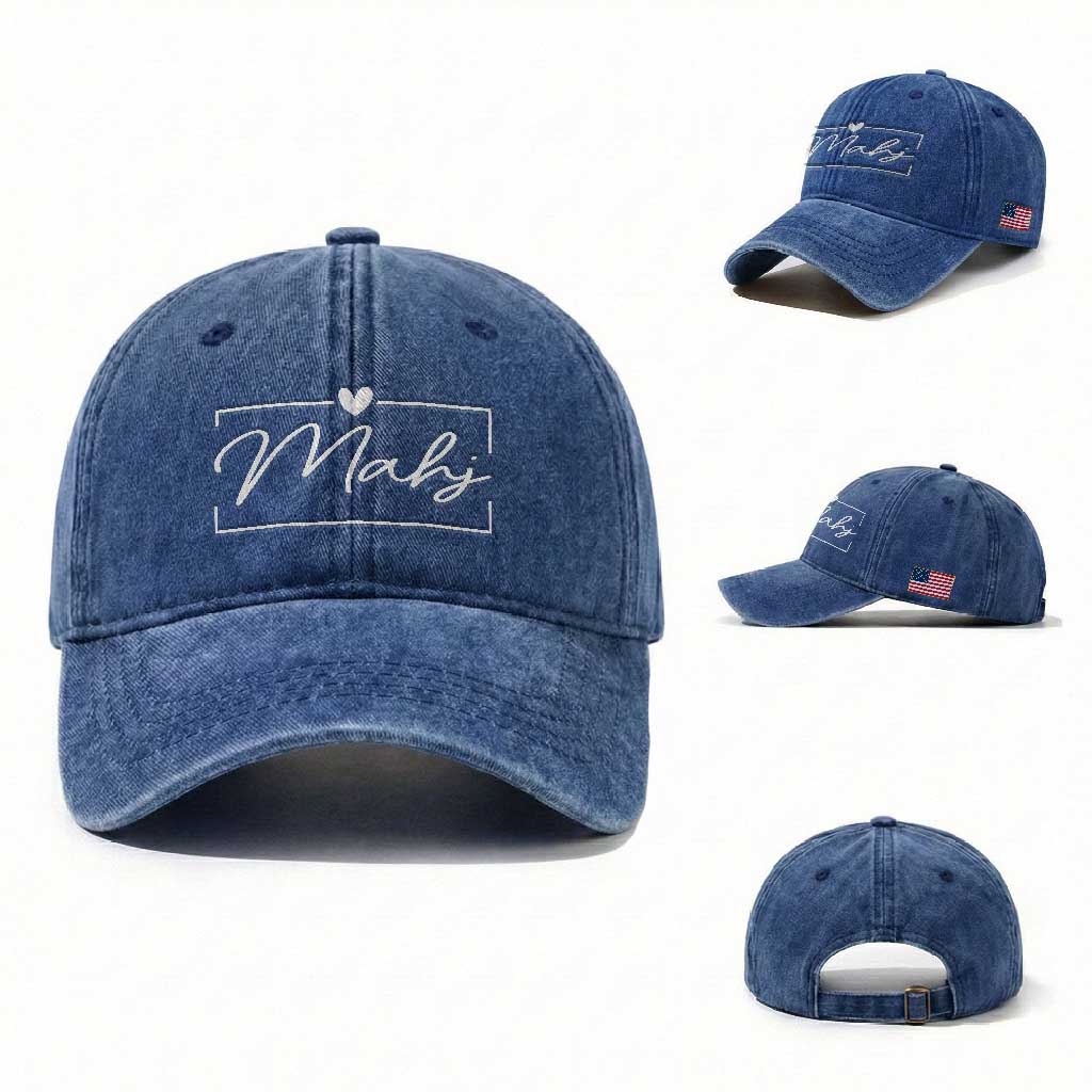 Mahjong Lovers Washed Cotton Baseball Cap Mah Jongg Game Night Graphic