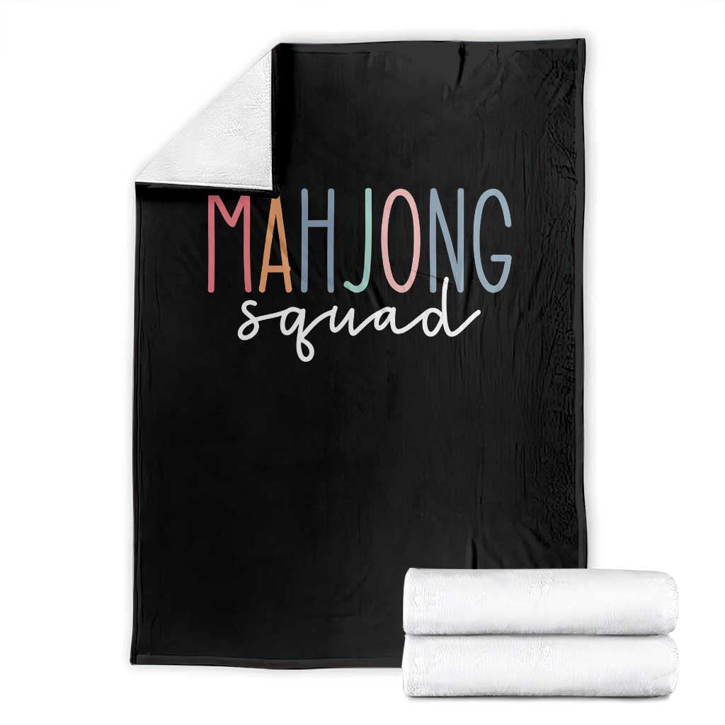 Mahjong Lovers Mahj Squad Throw Blanket Boho Pastel Cute Game Night Graphic