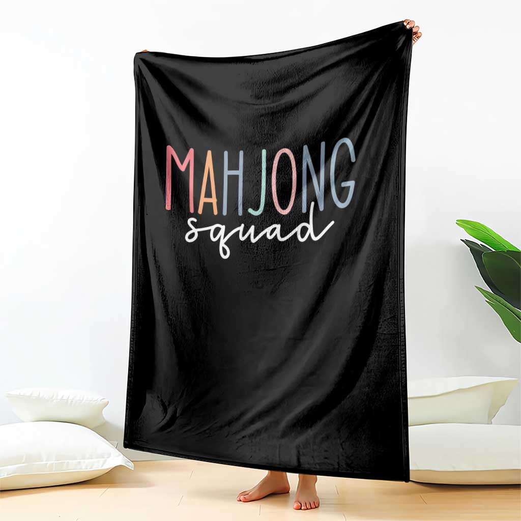 Mahjong Lovers Mahj Squad Throw Blanket Boho Pastel Cute Game Night Graphic