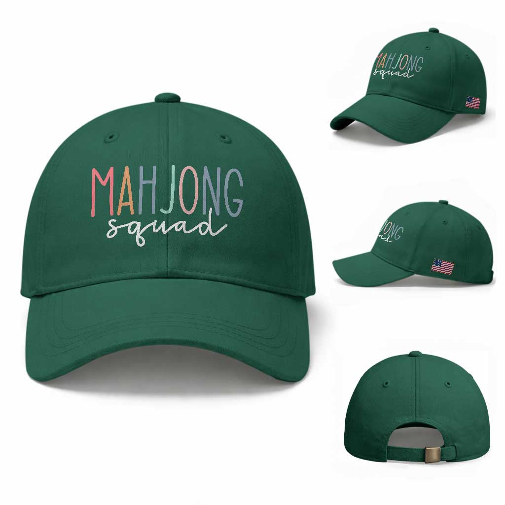 Mahjong Lovers Mahj Squad Baseball Cap Boho Pastel Cute Game Night Graphic