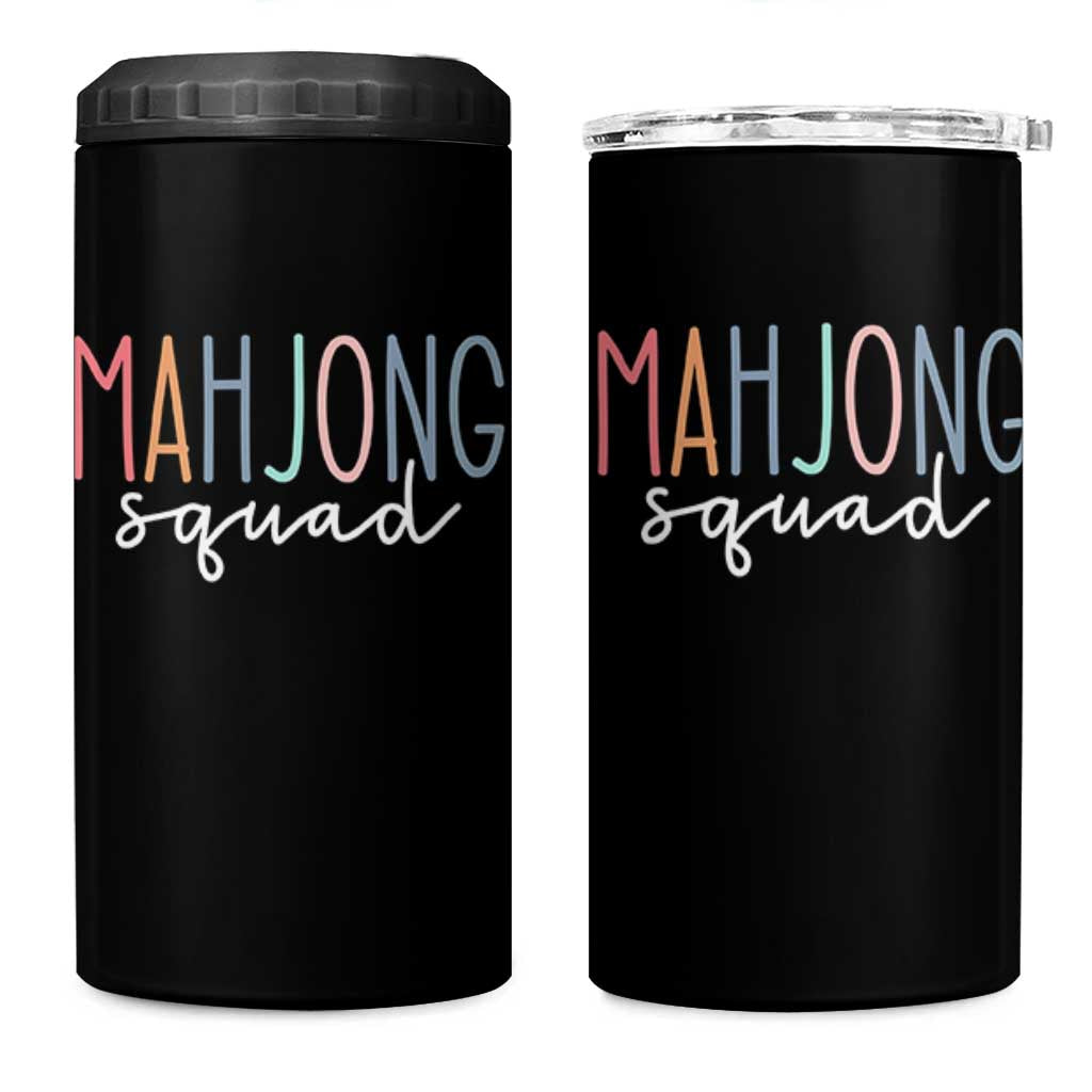 Mahjong Lovers Mahj Squad 4 in 1 Can Cooler Tumbler Boho Pastel Cute Game Night Graphic