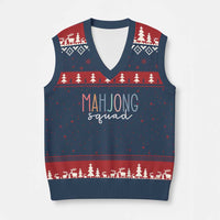 Mahjong Lovers Mahj Squad V-Neck Knit Sweater Vest Boho Pastel Cute Game Night Graphic