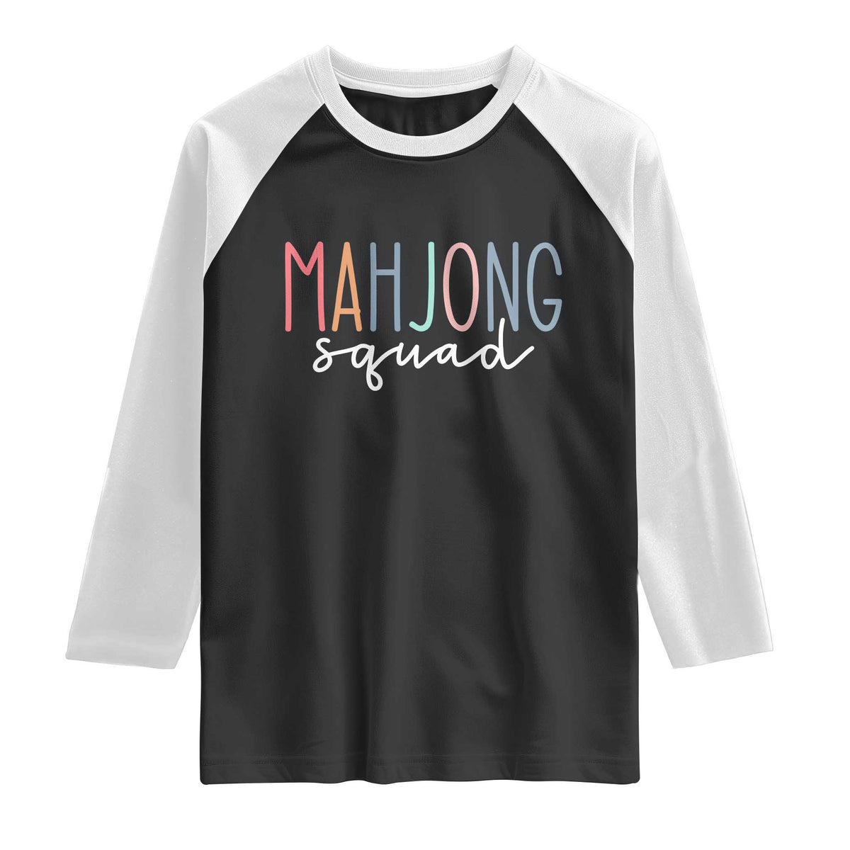 Mahjong Lovers Mahj Squad Raglan Shirt Boho Pastel Cute Game Night Graphic