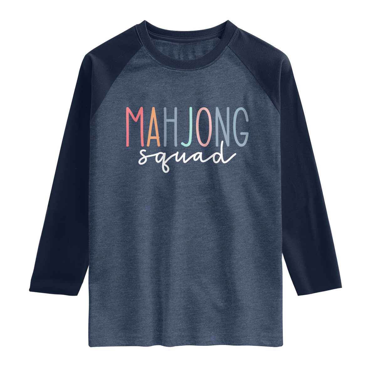 Mahjong Lovers Mahj Squad Raglan Shirt Boho Pastel Cute Game Night Graphic