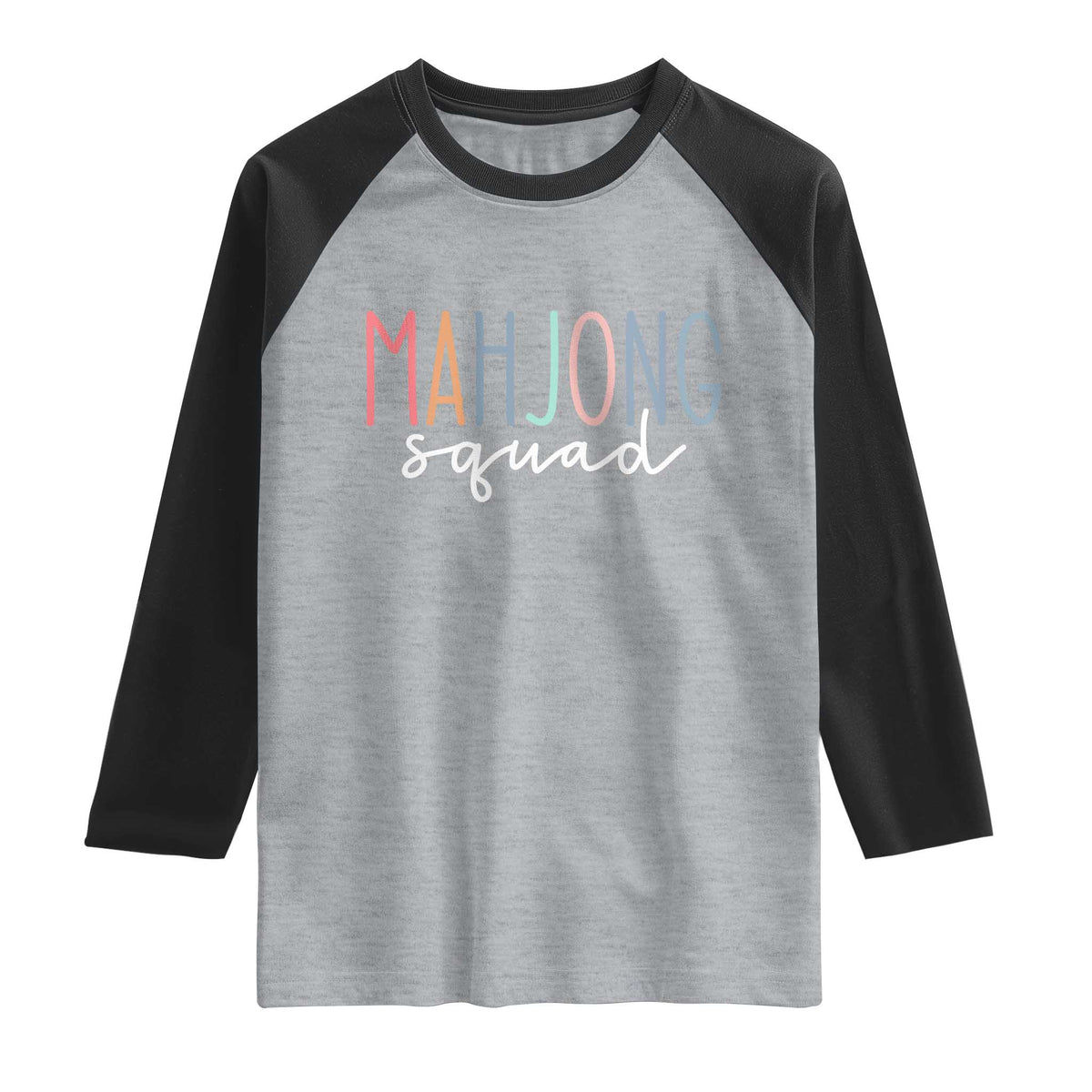 Mahjong Lovers Mahj Squad Raglan Shirt Boho Pastel Cute Game Night Graphic