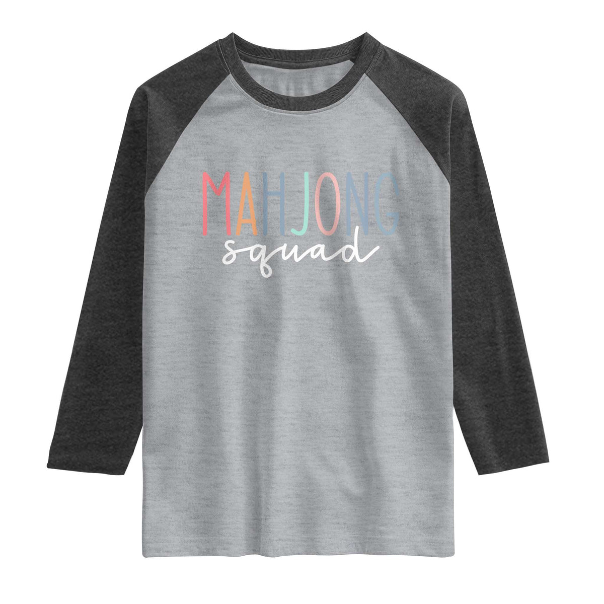 Mahjong Lovers Mahj Squad Raglan Shirt Boho Pastel Cute Game Night Graphic