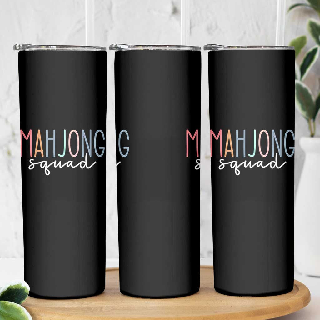 Mahjong Lovers Mahj Squad Skinny Tumbler Boho Pastel Cute Game Night Graphic