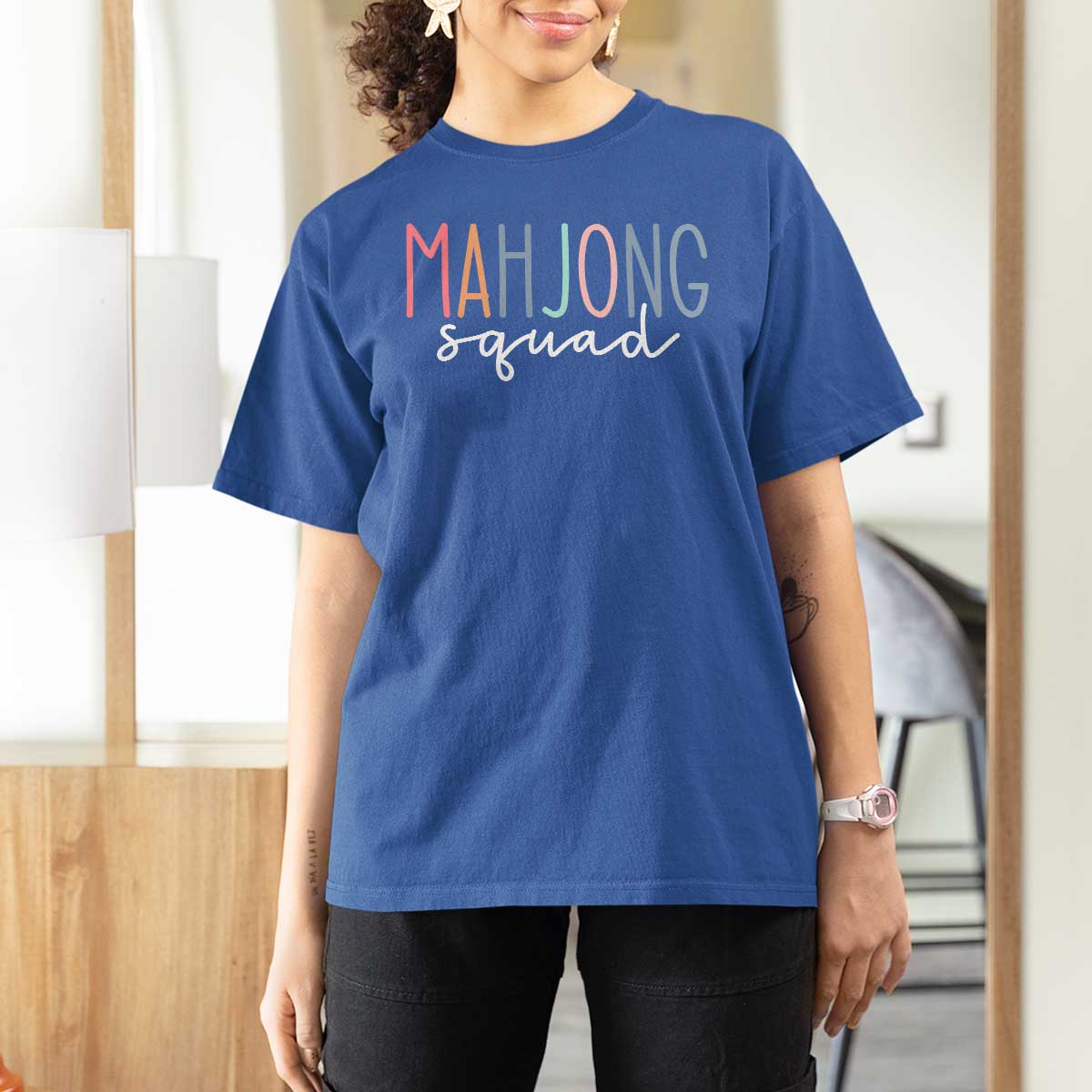 Mahjong Lovers Mahj Squad T Shirt For Women Boho Pastel Cute Game Night Graphic