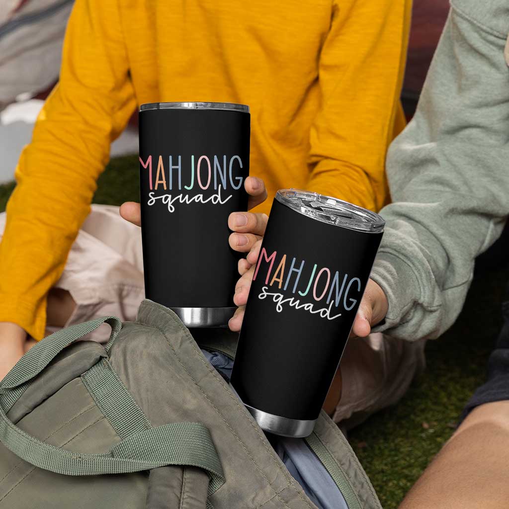 Mahjong Lovers Mahj Squad Tumbler Cup Boho Pastel Cute Game Night Graphic