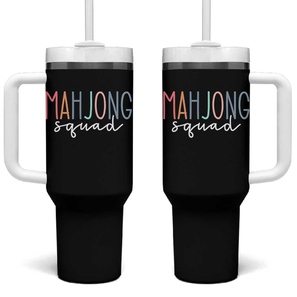 Mahjong Lovers Mahj Squad Tumbler With Handle Boho Pastel Cute Game Night Graphic