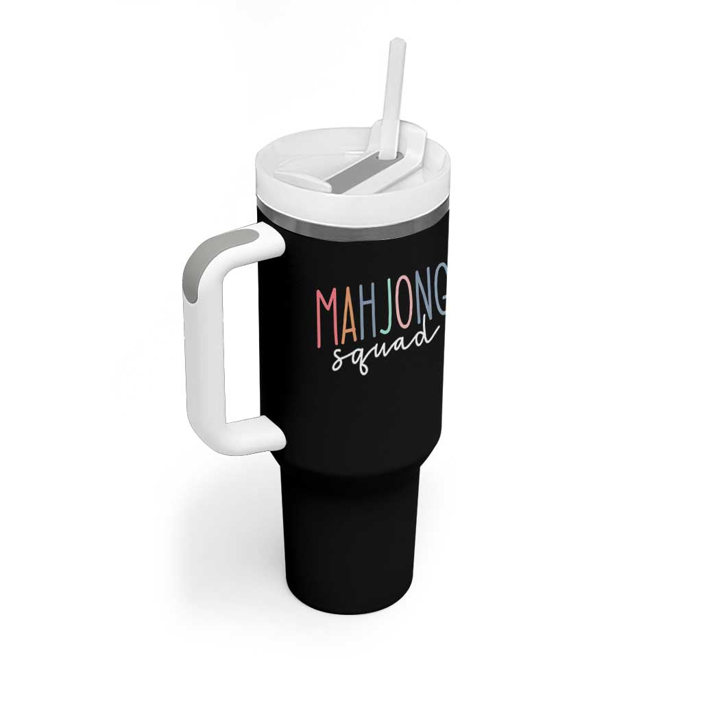 Mahjong Lovers Mahj Squad Tumbler With Handle Boho Pastel Cute Game Night Graphic