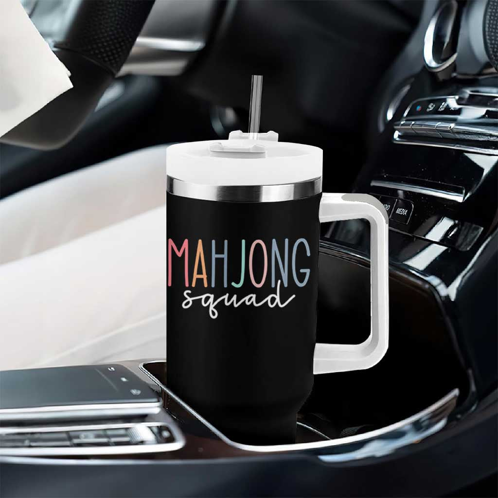 Mahjong Lovers Mahj Squad Tumbler With Handle Boho Pastel Cute Game Night Graphic