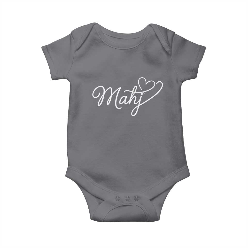Mahjong Lovers Baby Onesie Funny Mah Jongg Heart Game Night Graphic
