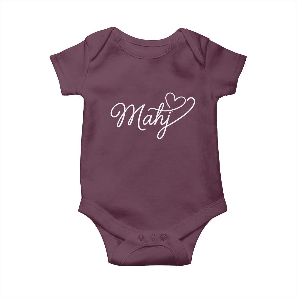 Mahjong Lovers Baby Onesie Funny Mah Jongg Heart Game Night Graphic