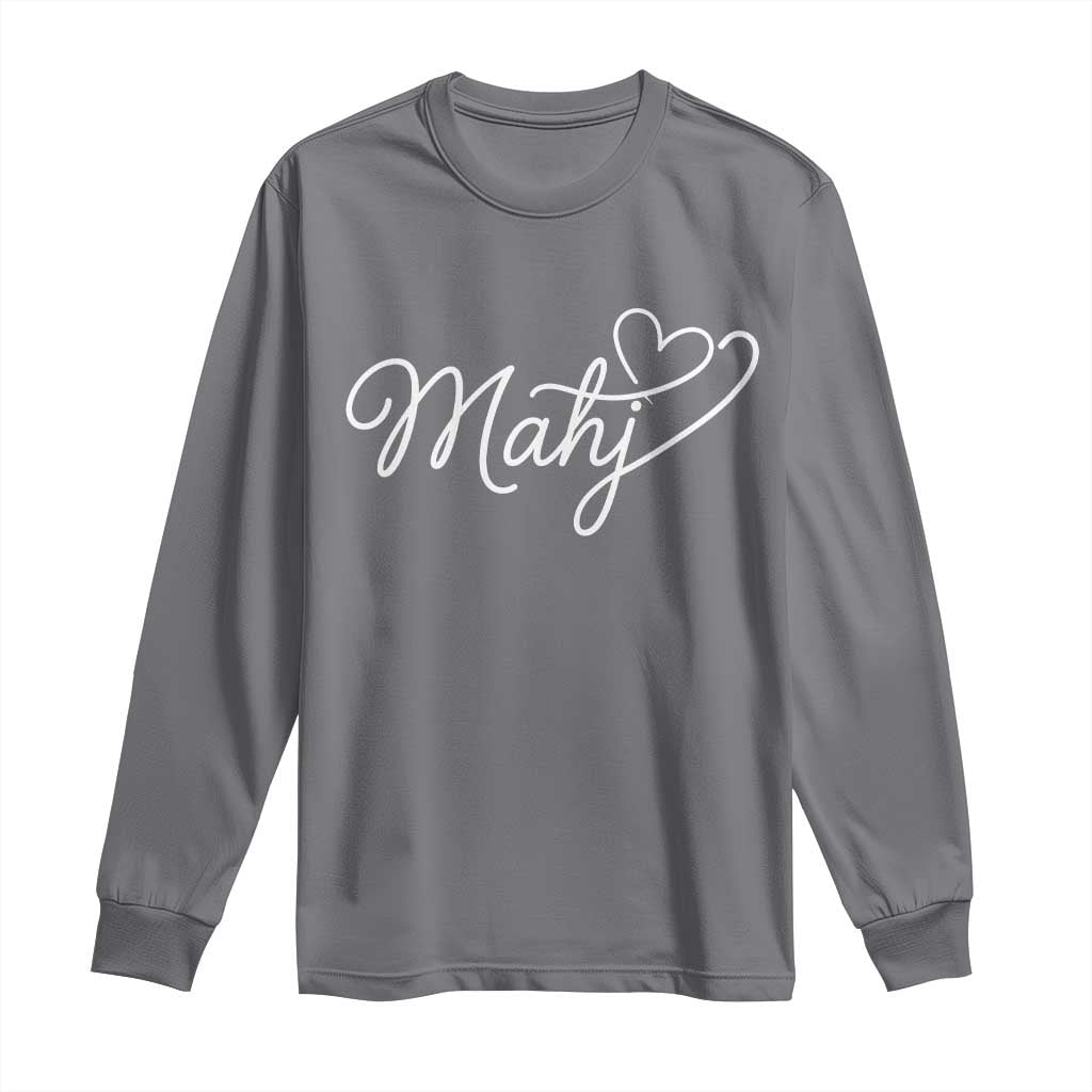 Mahjong Lovers Long Sleeve Shirt Funny Mah Jongg Heart Game Night Graphic