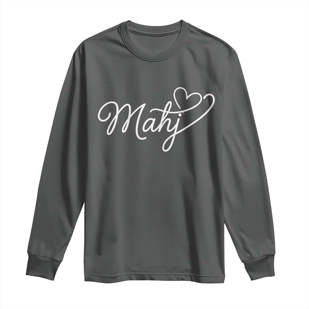 Mahjong Lovers Long Sleeve Shirt Funny Mah Jongg Heart Game Night Graphic