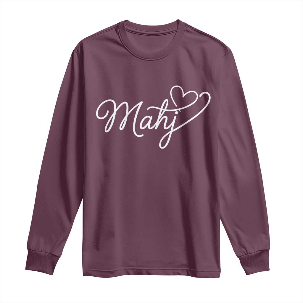 Mahjong Lovers Long Sleeve Shirt Funny Mah Jongg Heart Game Night Graphic