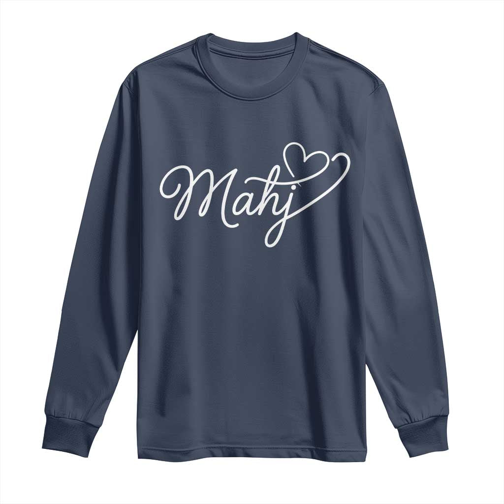 Mahjong Lovers Long Sleeve Shirt Funny Mah Jongg Heart Game Night Graphic