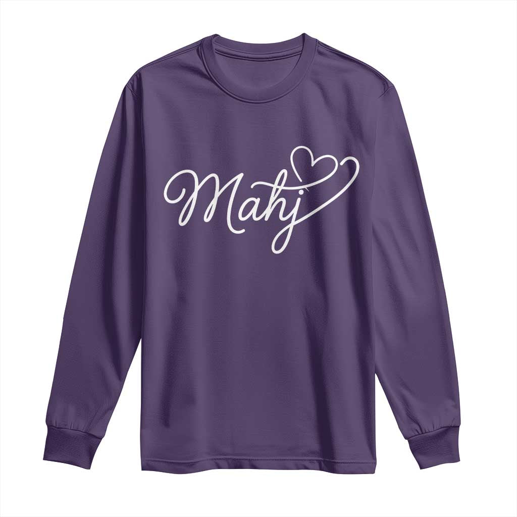 Mahjong Lovers Long Sleeve Shirt Funny Mah Jongg Heart Game Night Graphic
