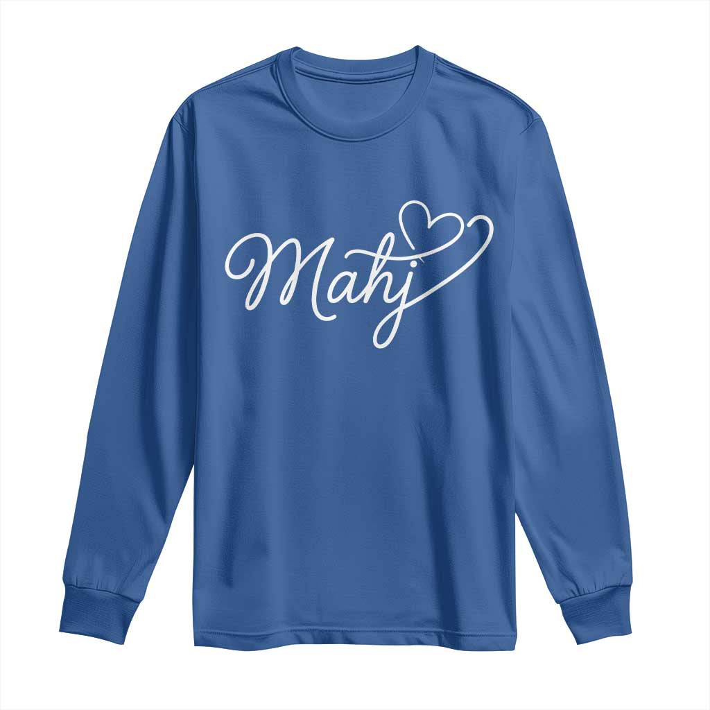 Mahjong Lovers Long Sleeve Shirt Funny Mah Jongg Heart Game Night Graphic