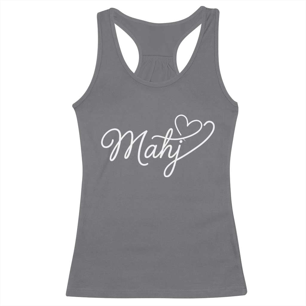 Mahjong Lovers Racerback Tank Top Funny Mah Jongg Heart Game Night Graphic