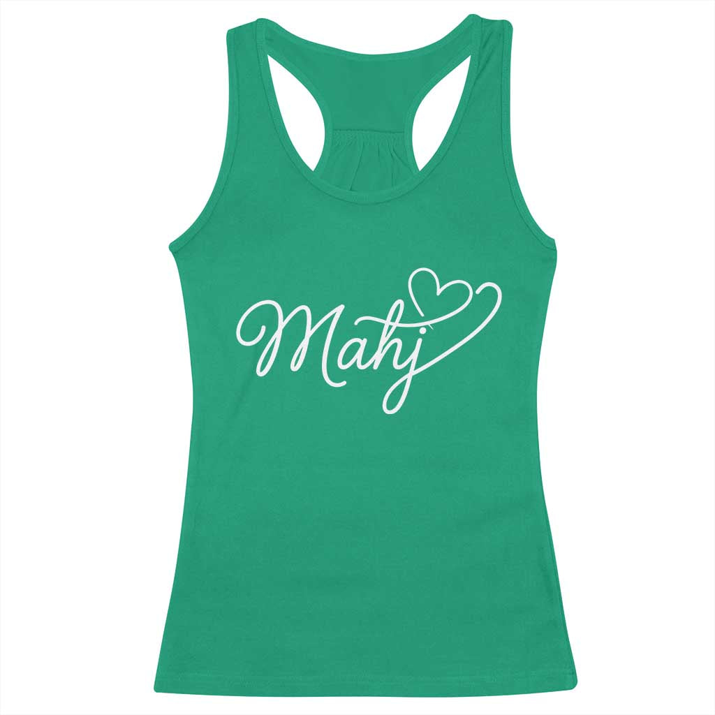 Mahjong Lovers Racerback Tank Top Funny Mah Jongg Heart Game Night Graphic