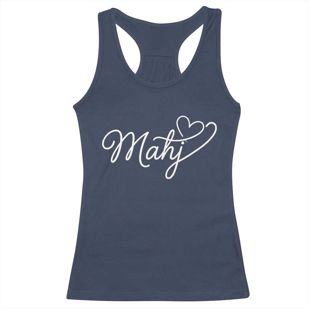 Mahjong Lovers Racerback Tank Top Funny Mah Jongg Heart Game Night Graphic