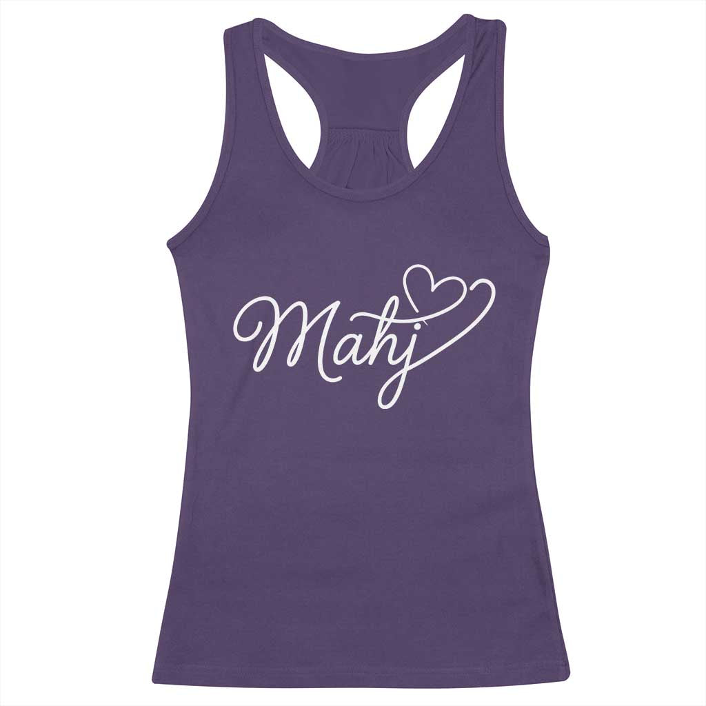 Mahjong Lovers Racerback Tank Top Funny Mah Jongg Heart Game Night Graphic