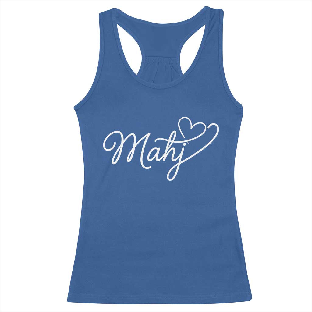 Mahjong Lovers Racerback Tank Top Funny Mah Jongg Heart Game Night Graphic