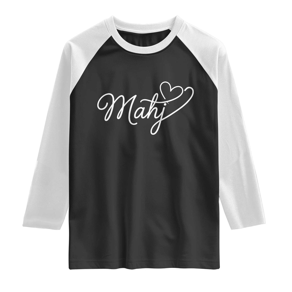 Mahjong Lovers Raglan Shirt Funny Mah Jongg Heart Game Night Graphic