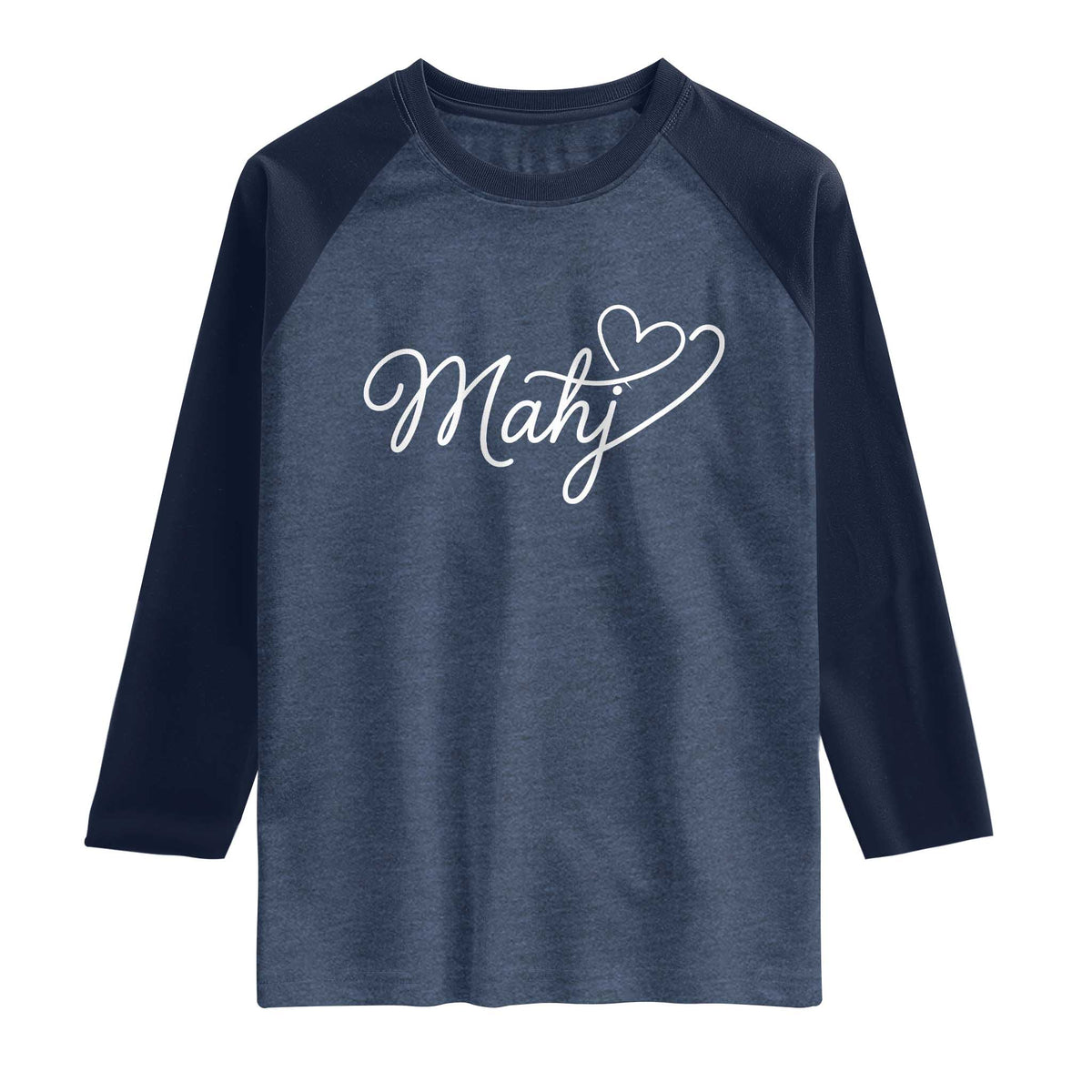 Mahjong Lovers Raglan Shirt Funny Mah Jongg Heart Game Night Graphic