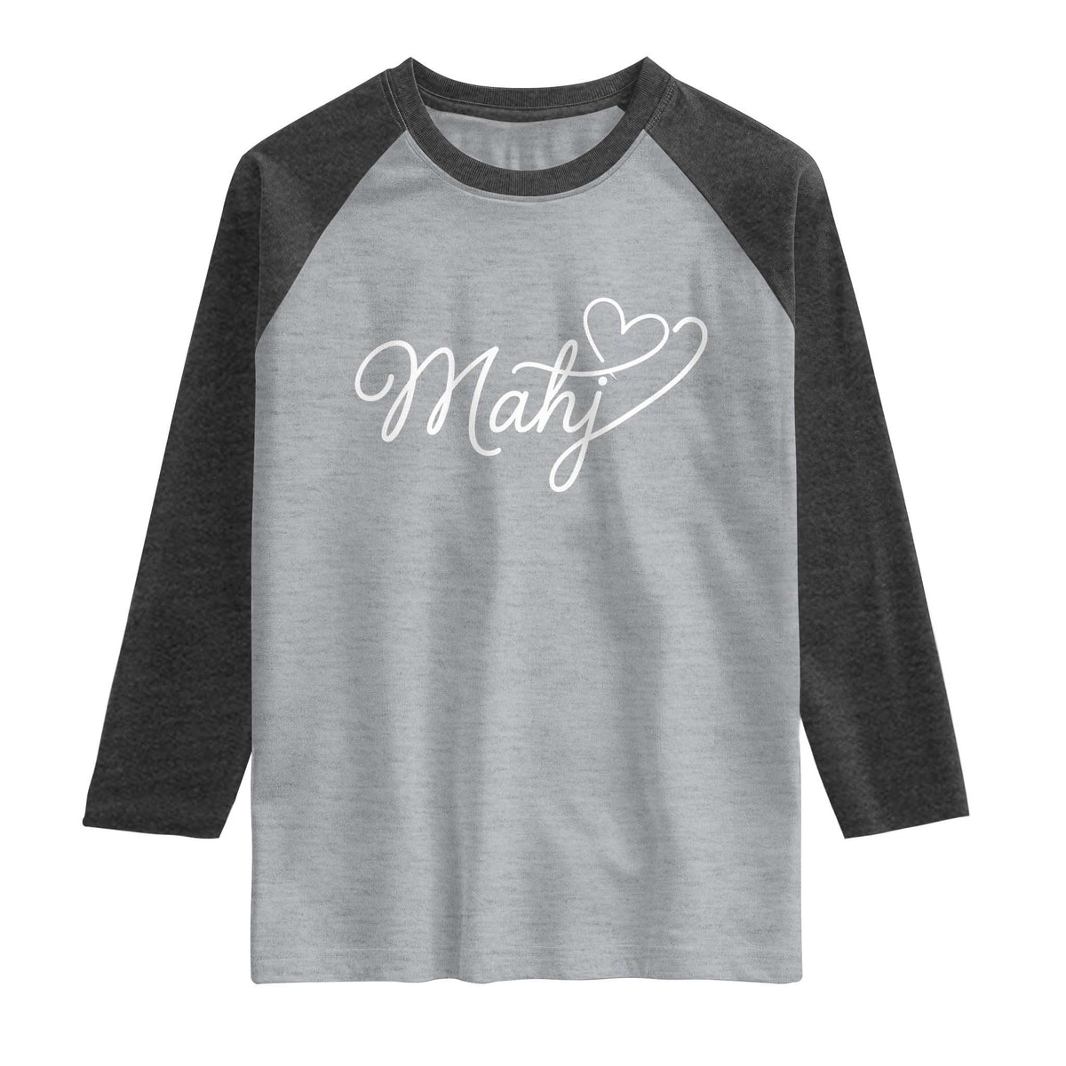 Mahjong Lovers Raglan Shirt Funny Mah Jongg Heart Game Night Graphic