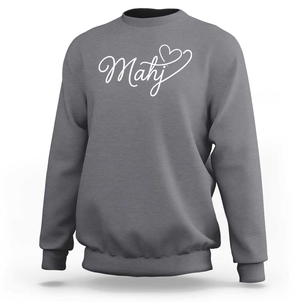 Mahjong Lovers Sweatshirt Funny Mah Jongg Heart Game Night Graphic