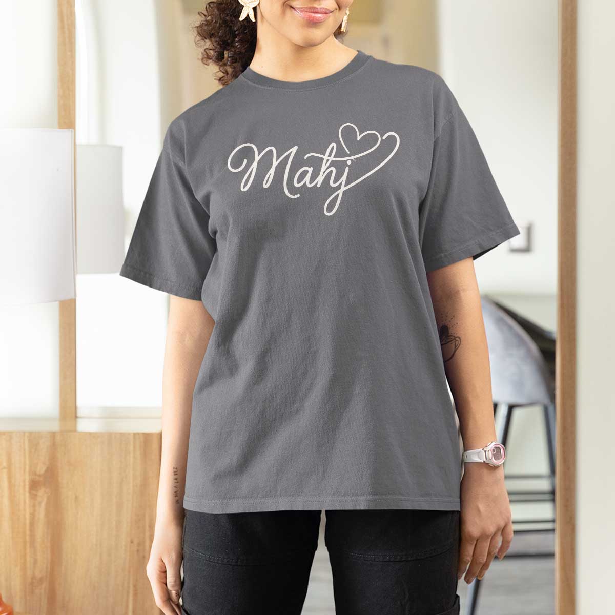 Mahjong Lovers T Shirt For Women Funny Mah Jongg Heart Game Night Graphic