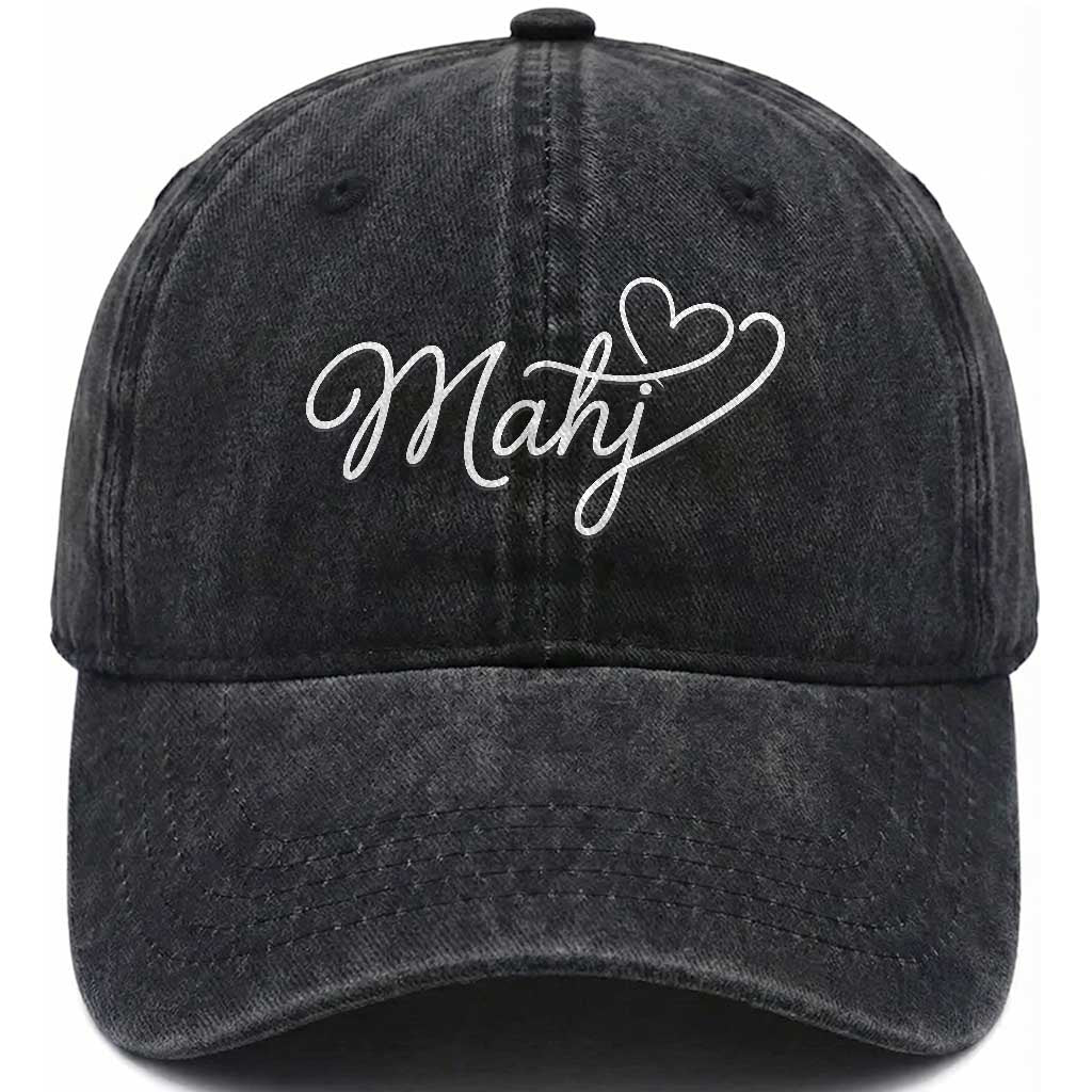 Mahjong Lovers Washed Cotton Baseball Cap Funny Mah Jongg Heart Game Night Graphic