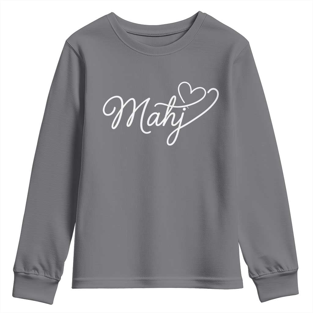 Mahjong Lovers Youth Sweatshirt Funny Mah Jongg Heart Game Night Graphic