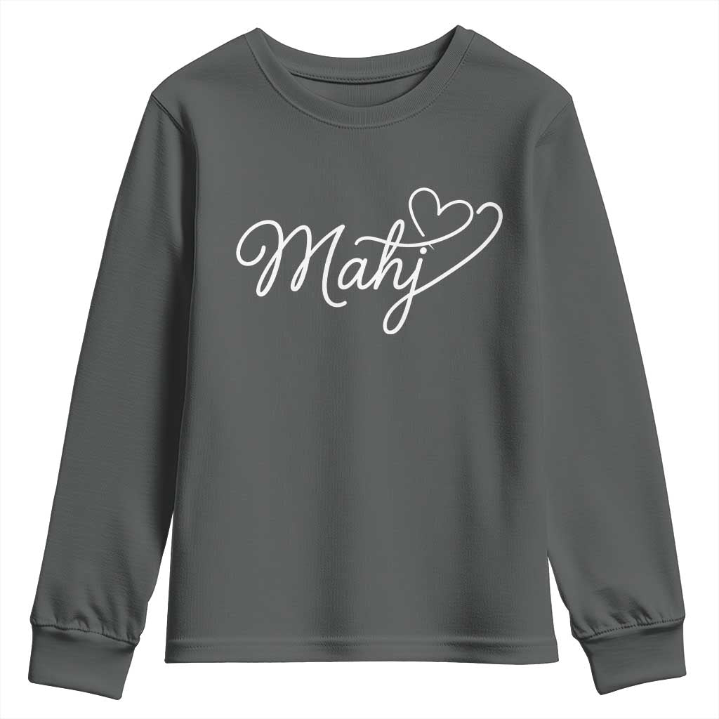 Mahjong Lovers Youth Sweatshirt Funny Mah Jongg Heart Game Night Graphic