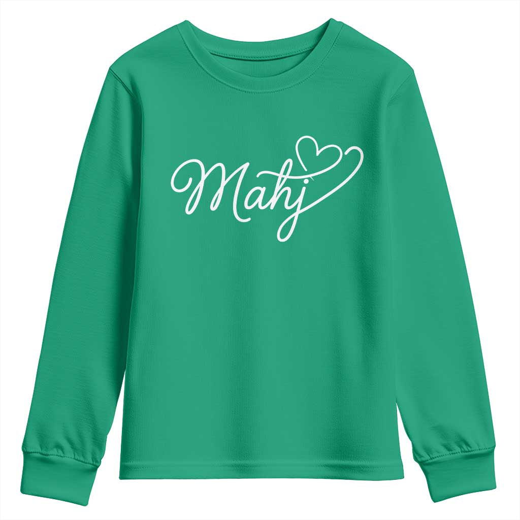 Mahjong Lovers Youth Sweatshirt Funny Mah Jongg Heart Game Night Graphic
