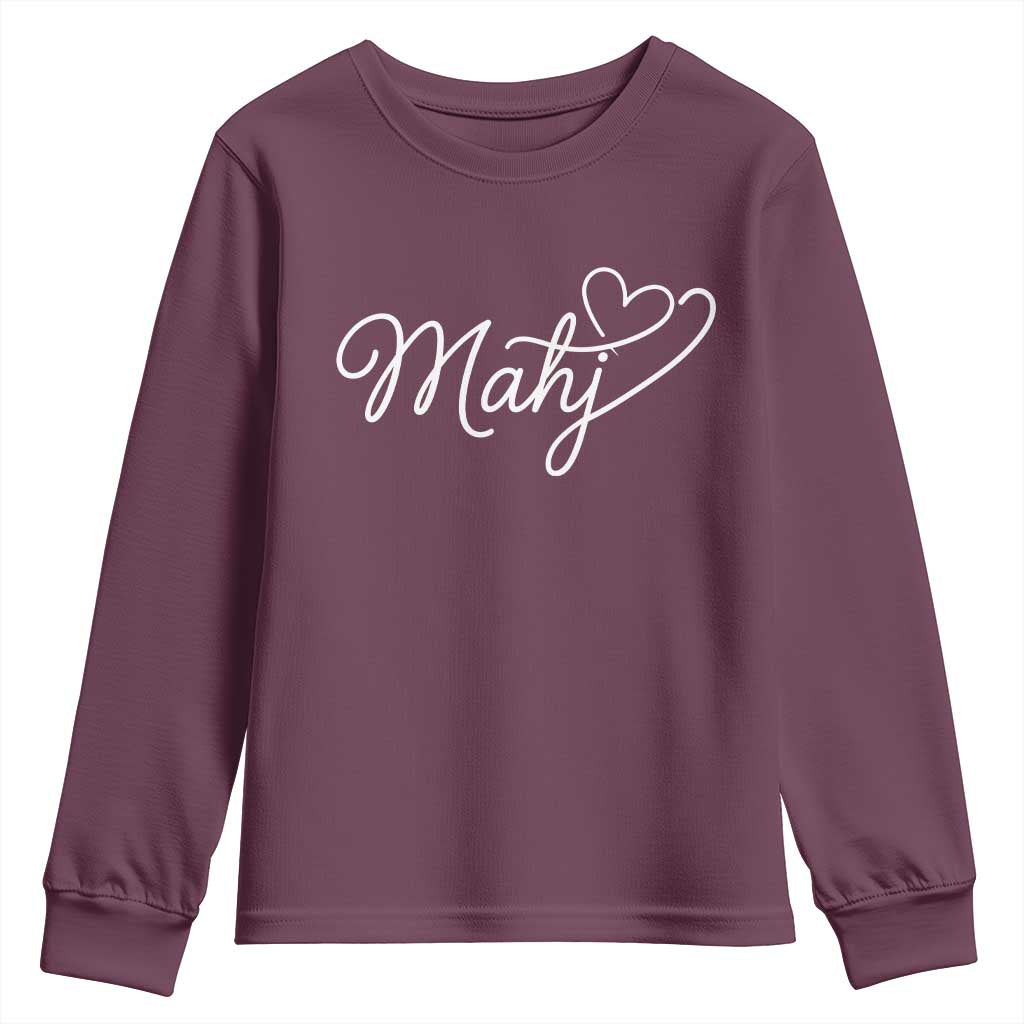 Mahjong Lovers Youth Sweatshirt Funny Mah Jongg Heart Game Night Graphic