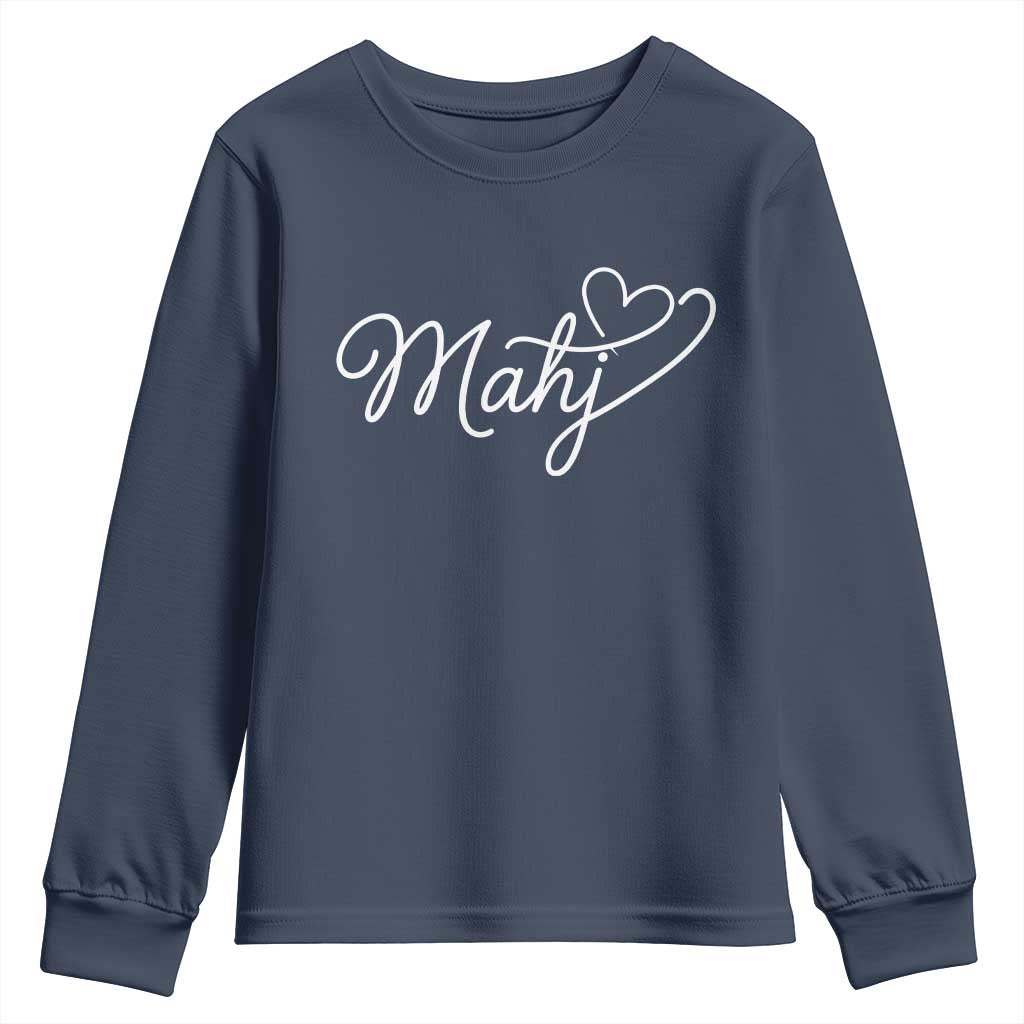 Mahjong Lovers Youth Sweatshirt Funny Mah Jongg Heart Game Night Graphic