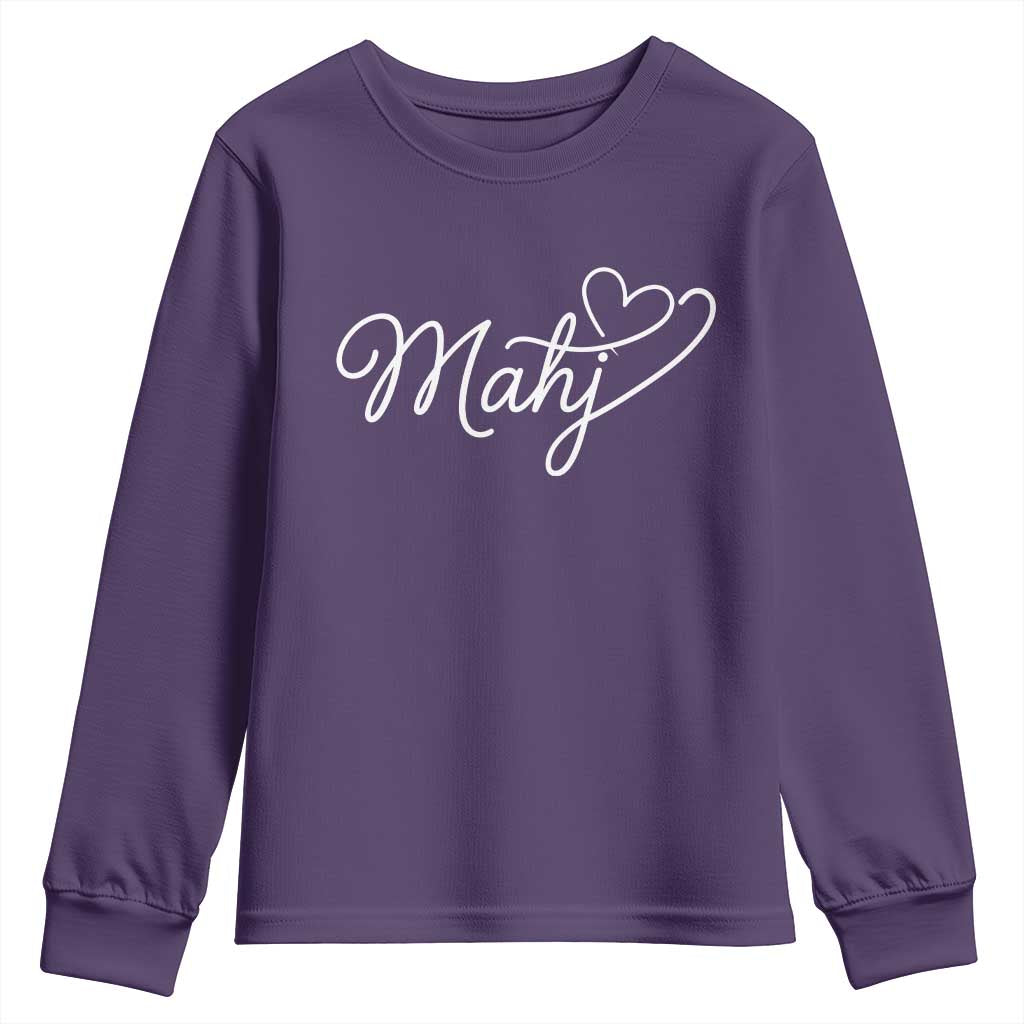 Mahjong Lovers Youth Sweatshirt Funny Mah Jongg Heart Game Night Graphic
