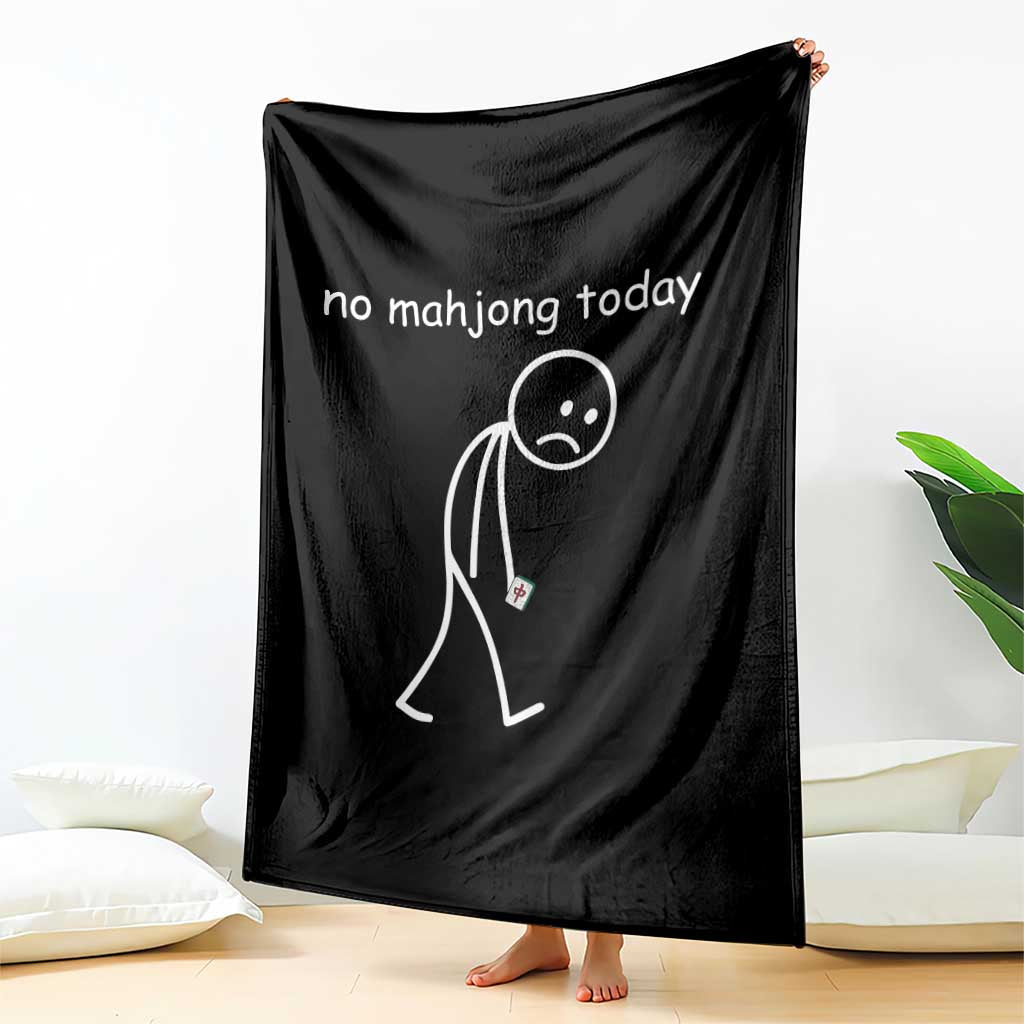 Funny Mahjong Lover Throw Blanket No Mahjong Today Sad Stickman Meme Graphic