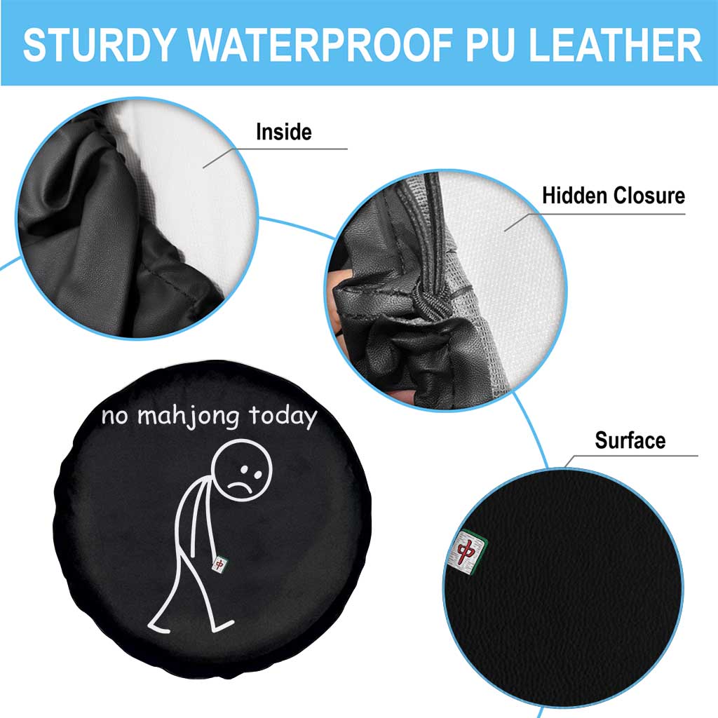 Funny Mahjong Lover Spare Tire Cover No Mahjong Today Sad Stickman Meme Graphic