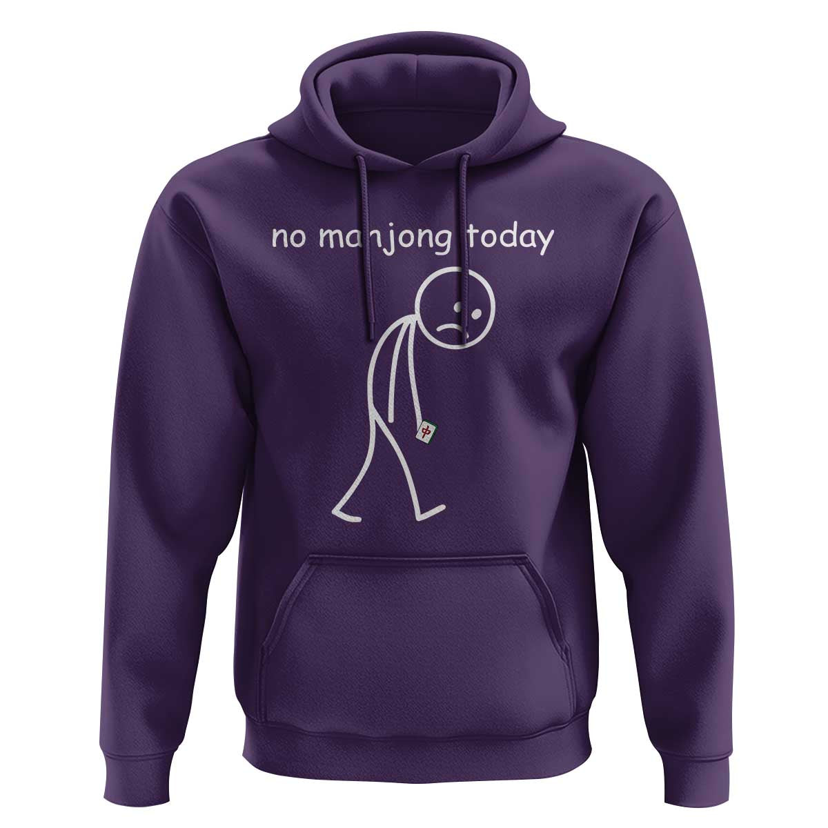 Funny Mahjong Lover Hoodie No Mahjong Today Sad Stickman Meme Graphic