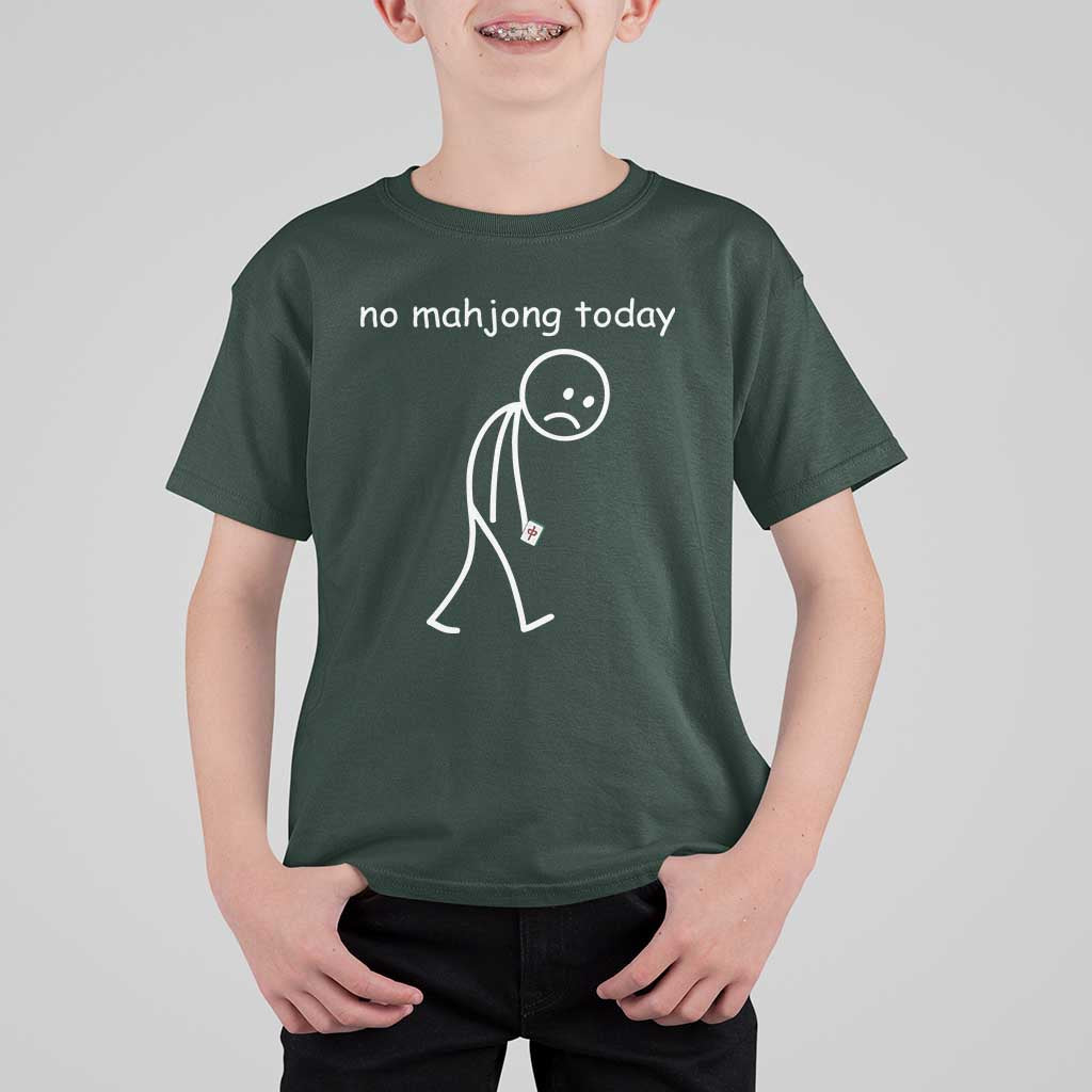 Funny Mahjong Lover T Shirt For Kid No Mahjong Today Sad Stickman Meme Graphic