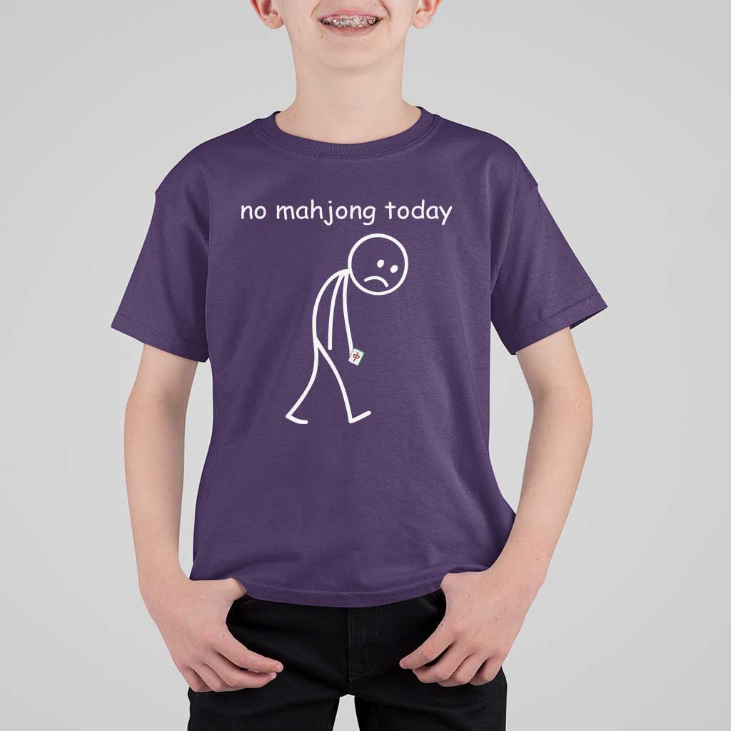 Funny Mahjong Lover T Shirt For Kid No Mahjong Today Sad Stickman Meme Graphic