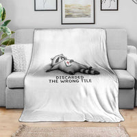 Funny Raccoon Mahjong Lovers Throw Blanket Discarded The Wrong Tile