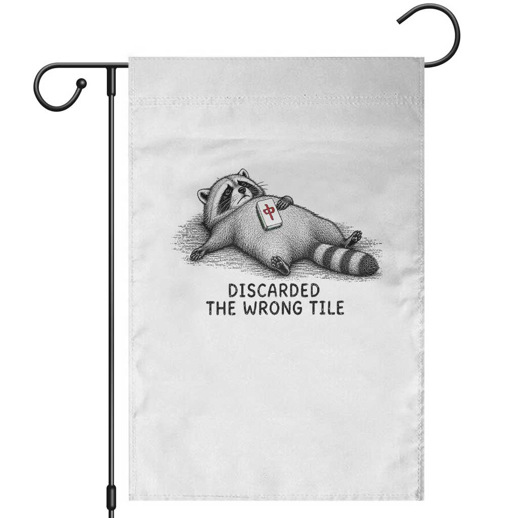 Funny Raccoon Mahjong Lovers Garden Flag Discarded The Wrong Tile
